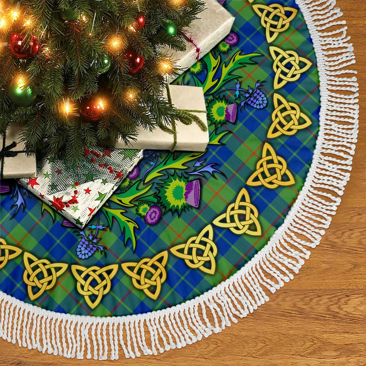 Scottish Barclay Hunting Ancient Clan Tartan Thistle Celtic Knot Christmas Tree Skirt Tassels Tartan Plaid 2