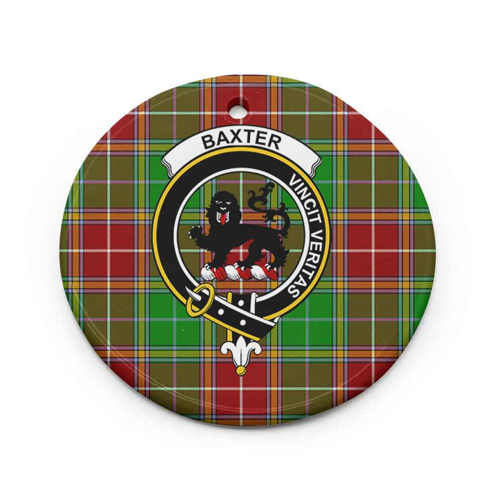 Scottish Baxter Clan Crest Tartan Ceramic Ornament Circle Shape Tartan Plaid