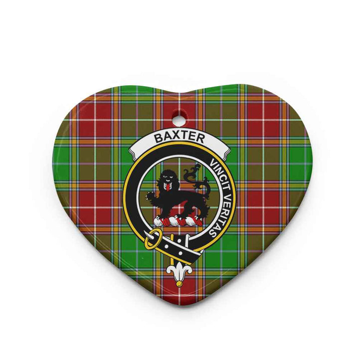 Scottish Baxter Clan Crest Tartan Ceramic Ornament Heart Shape Tartan Plaid