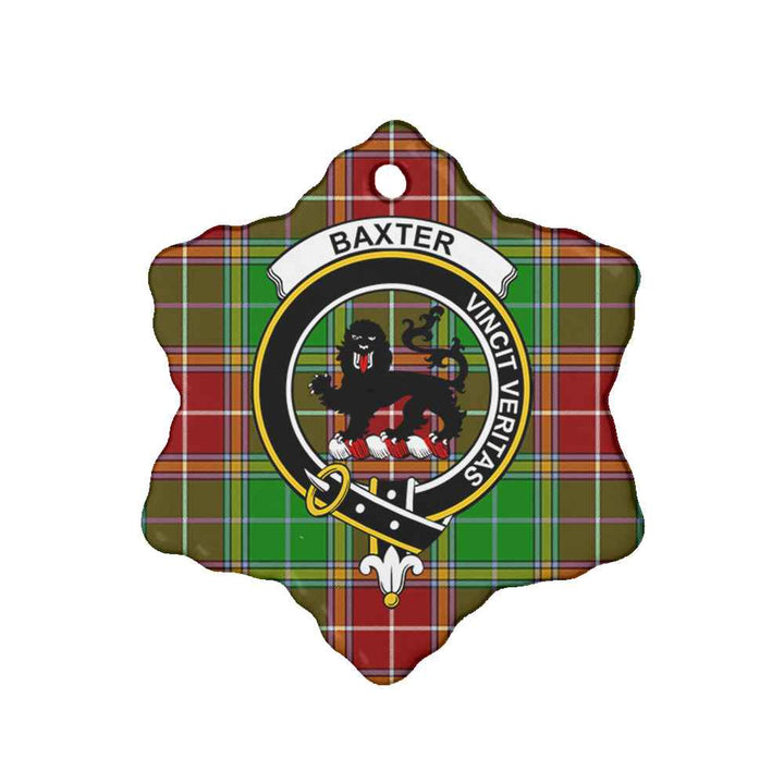 Scottish Baxter Clan Crest Tartan Ceramic Ornament Snow Flake Shape Tartan Plaid