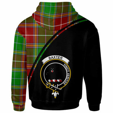 Scottish Baxter Clan Crest Tartan Curve Hoodie Back Side Tartan Plaid