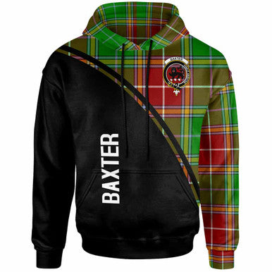 Scottish Baxter Clan Crest Tartan Curve Hoodie Front Side Tartan Plaid
