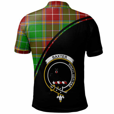 Scottish Baxter Clan Crest Tartan Curve Polo Shirt Back Side Tartan Plaid