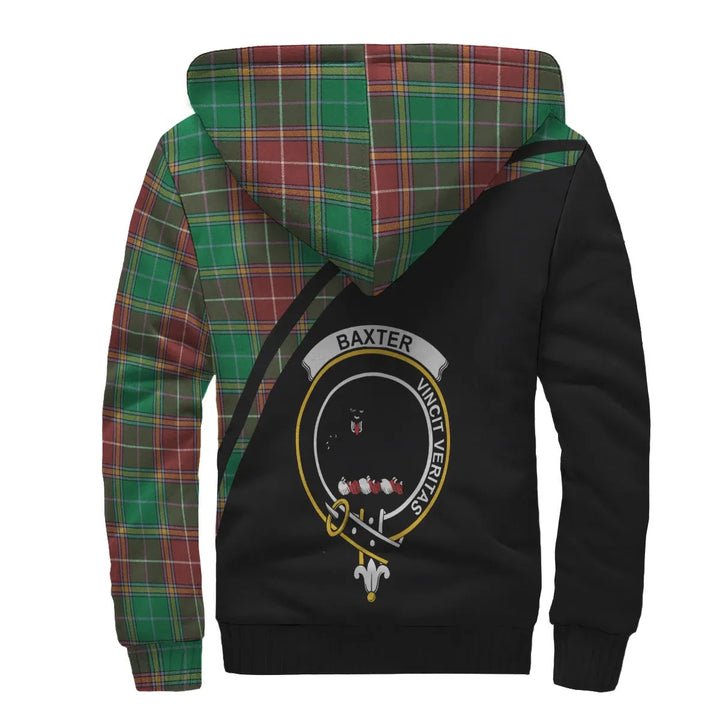 Scottish Baxter Clan Crest Tartan Curve Sherpa Hoodie