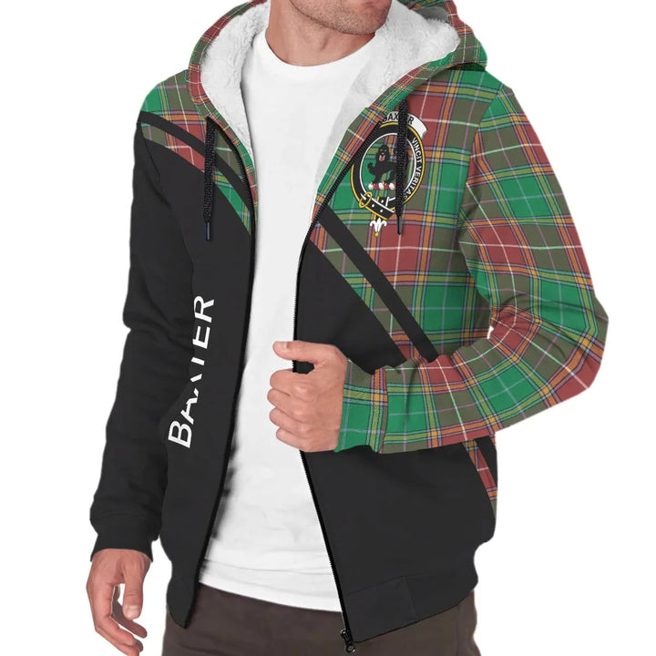 Scottish Baxter Clan Crest Tartan Curve Sherpa Hoodie