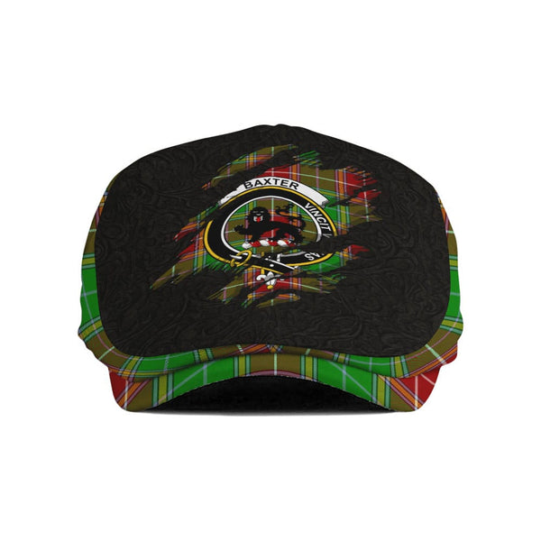 Scottish Baxter Clan Crest Tartan Flat Cap - Scratch Style Tartan Plaid 1