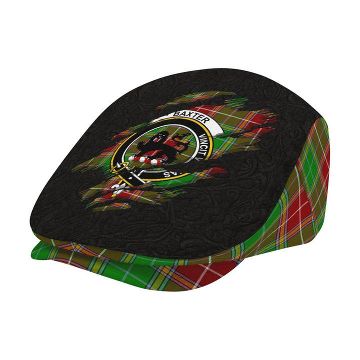 Scottish Baxter Clan Crest Tartan Flat Cap - Scratch Style Tartan Plaid 2