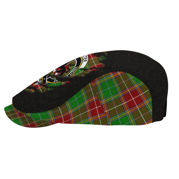 Scottish Baxter Clan Crest Tartan Flat Cap - Scratch Style Tartan Plaid 3