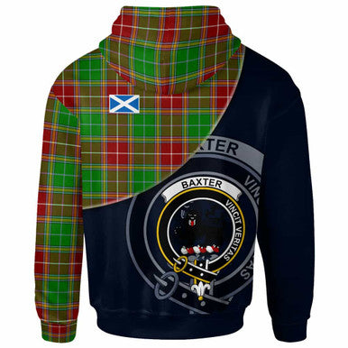 Scottish Baxter Clan Crest Tartan Hoodie - Bend Style Back Side Tartan Plaid