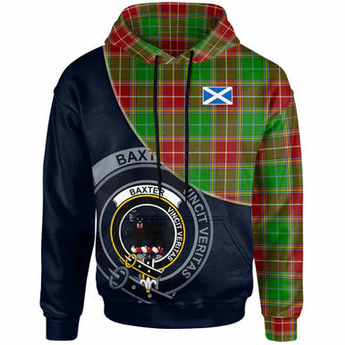 Scottish Baxter Clan Crest Tartan Hoodie - Bend Style Front Side Tartan Plaid