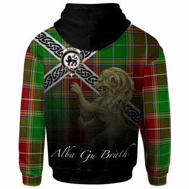 Scottish Baxter Clan Crest Tartan Hoodie - Celtic With Scotland Lion Back Side Tartan Plaid