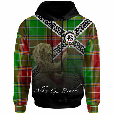 Scottish Baxter Clan Crest Tartan Hoodie - Scotland Lion Front Side Tartan Plaid