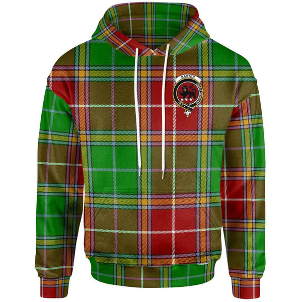 Scottish Baxter Clan Crest Tartan Hoodie Front Side Tartan Plaid