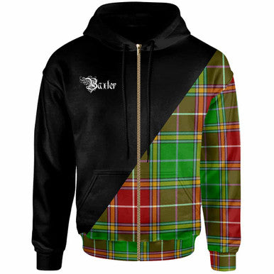 Scottish Baxter Clan Crest Tartan Hoodie - Military Logo Zip-up Tartan Plaid
