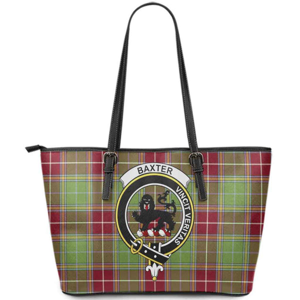 Scottish Baxter Clan Crest Tartan Leather Tote Tartan Plaid