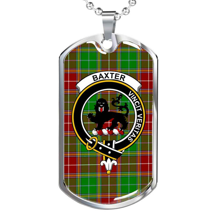 Scottish Baxter Clan Crest Tartan Military Dog Tag Necklace Tartan Plaid 1