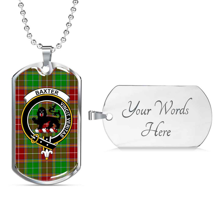 Scottish Baxter Clan Crest Tartan Military Dog Tag Necklace Tartan Plaid 3