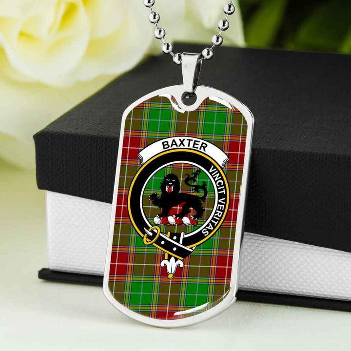 Scottish Baxter Clan Crest Tartan Military Dog Tag Necklace Tartan Plaid 5