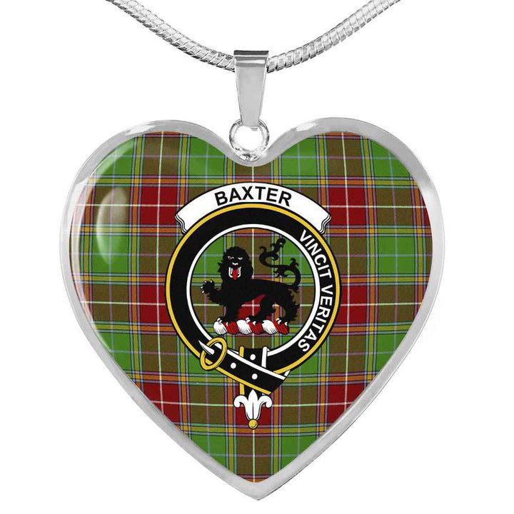 Scottish Baxter Clan Crest Tartan Necklace Heart Tartan Plaid 1