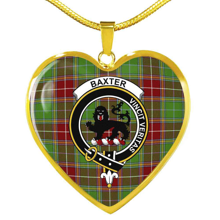 Scottish Baxter Clan Crest Tartan Necklace Heart Tartan Plaid 2