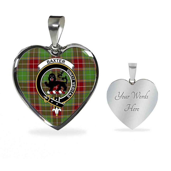 Scottish Baxter Clan Crest Tartan Necklace Heart Tartan Plaid 3