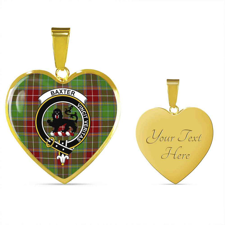Scottish Baxter Clan Crest Tartan Necklace Heart Tartan Plaid 4