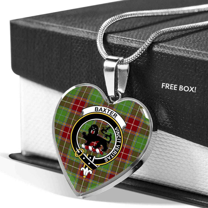 Scottish Baxter Clan Crest Tartan Necklace Heart Tartan Plaid 5