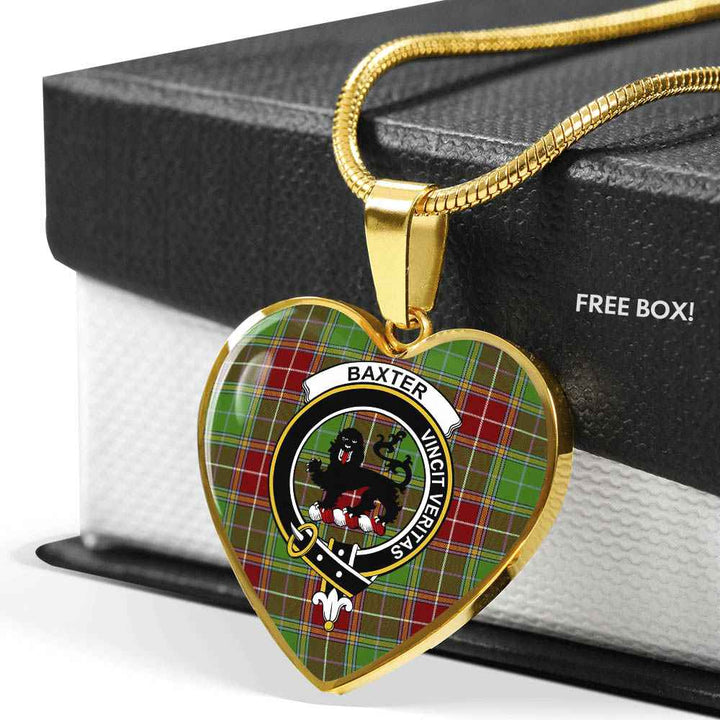 Scottish Baxter Clan Crest Tartan Necklace Heart Tartan Plaid 6