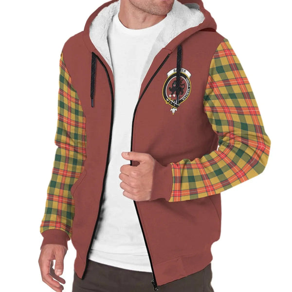 Scottish Baxter Clan Crest Tartan Plaid Sleeve Sherpa Hoodie