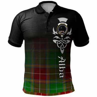 Scottish Baxter Clan Crest Tartan Polo Shirt - Alba Gu Brath Family Crest Celtic Inspired Front Side Tartan Plaid
