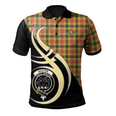 Scottish Baxter Clan Crest Tartan Polo Shirt Believe in Me Front Side Tartan Plaid