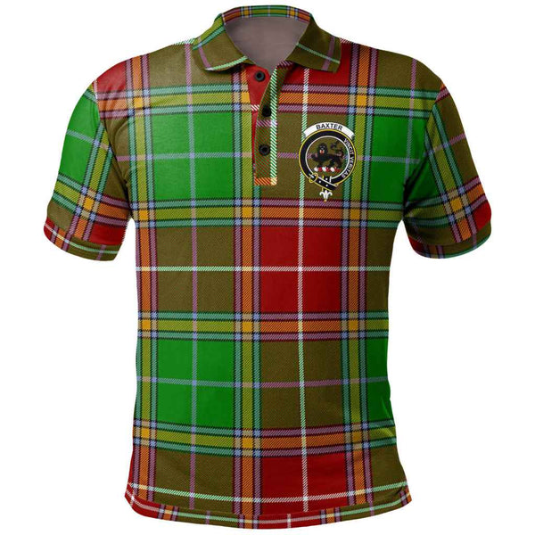 Scottish Baxter Clan Crest Tartan Polo Shirt Front Side Tartan Plaid