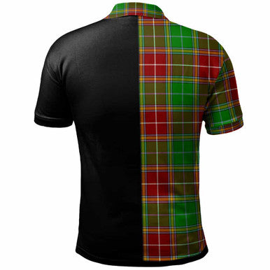 Scottish Baxter Clan Crest Tartan Polo Shirt - Half in Me Back Side Tartan Plaid