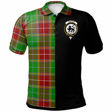 Scottish Baxter Clan Crest Tartan Polo Shirt - Half in Me Front Side Tartan Plaid