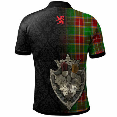 Scottish Baxter Clan Crest Tartan Polo Shirt - Half Thistle Flowers Celtic Design Back Side Tartan Plaid