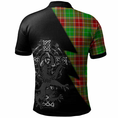 Scottish Baxter Clan Crest Tartan Polo Shirt - Lion Rampant Celtic Cross Flash Style Back Side Tartan Plaid