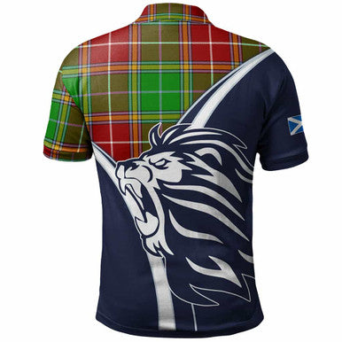 Scottish Baxter Clan Crest Tartan Polo Shirt - Scottish Flag With Lion Back Side Tartan Plaid