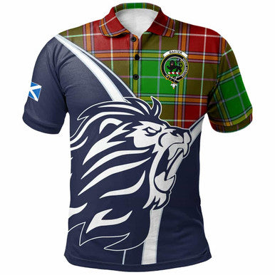 Scottish Baxter Clan Crest Tartan Polo Shirt - Scottish Flag With Lion Front Side Tartan Plaid