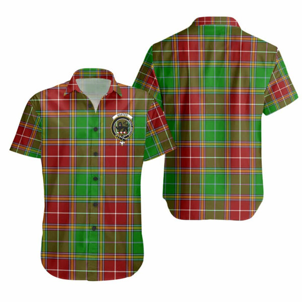 Scottish Baxter Clan Crest Tartan Short Sleeve Shirt Tartan Plaid
