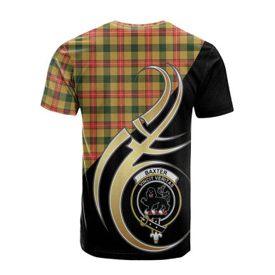 Scottish Baxter Clan Crest Tartan T-Shirt Believe in Me Back Side Tartan Plaid