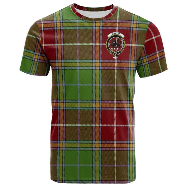 Scottish Baxter Clan Crest Tartan T-Shirt Front Side Tartan Plaid