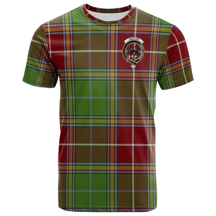 Scottish Baxter Clan Crest Tartan T-Shirt Front Side Tartan Plaid