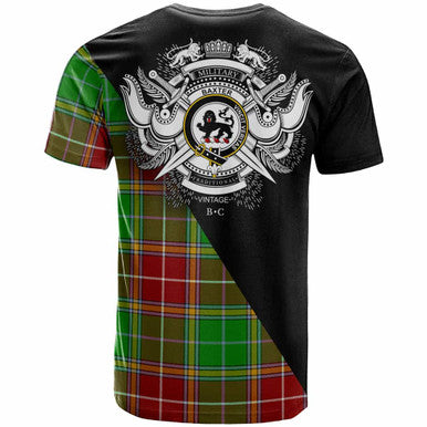 Scottish Baxter Clan Crest Tartan T-Shirt - Military Logo Back Side Tartan Plaid