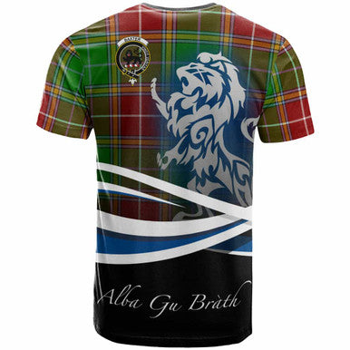 Scottish Baxter Clan Crest Tartan T-Shirt - Scotland Lion Back Side Tartan Plaid