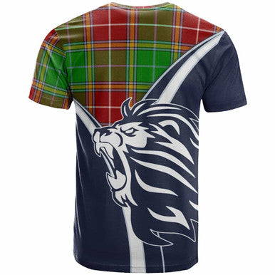 Scottish Baxter Clan Crest Tartan T-Shirt - Scottish Flag With Lion Back Side Tartan Plaid