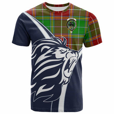 Scottish Baxter Clan Crest Tartan T-Shirt - Scottish Flag With Lion Front Side Tartan Plaid