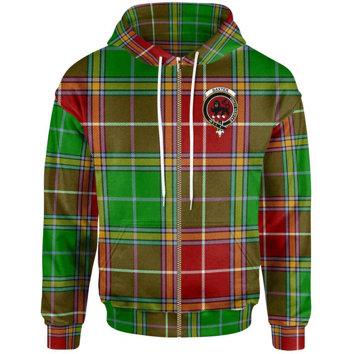 Scottish Baxter Clan Crest Tartan Hoodie Zip Tartan Plaid