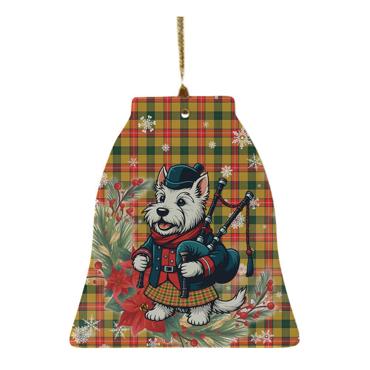 Scottish Baxter Clan Tartan Ceramic Ornament Cute Scottish Terrier Dog Bell Style Tartan Plaid