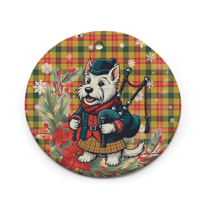 Scottish Baxter Clan Tartan Ceramic Ornament Cute Scottish Terrier Dog Circle Style Tartan Plaid