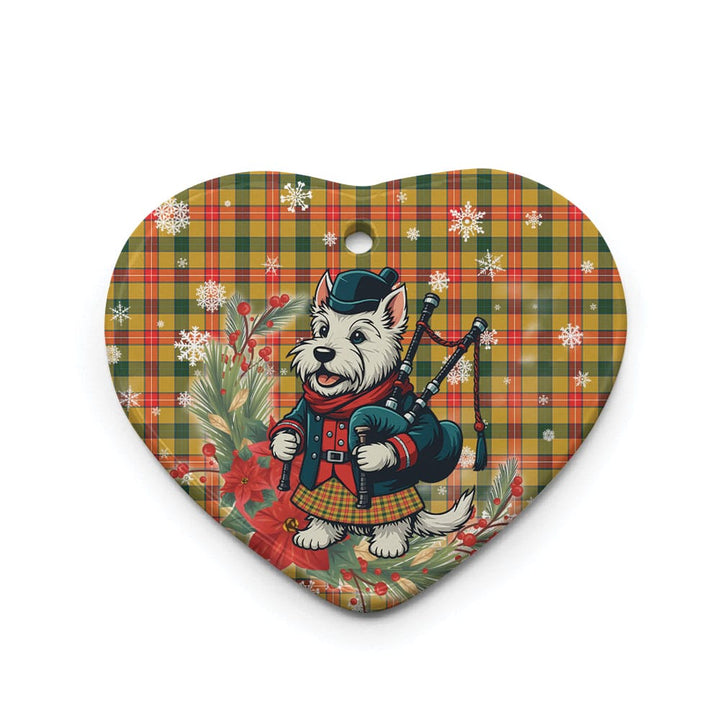 Scottish Baxter Clan Tartan Ceramic Ornament Cute Scottish Terrier Dog Heart Style Tartan Plaid